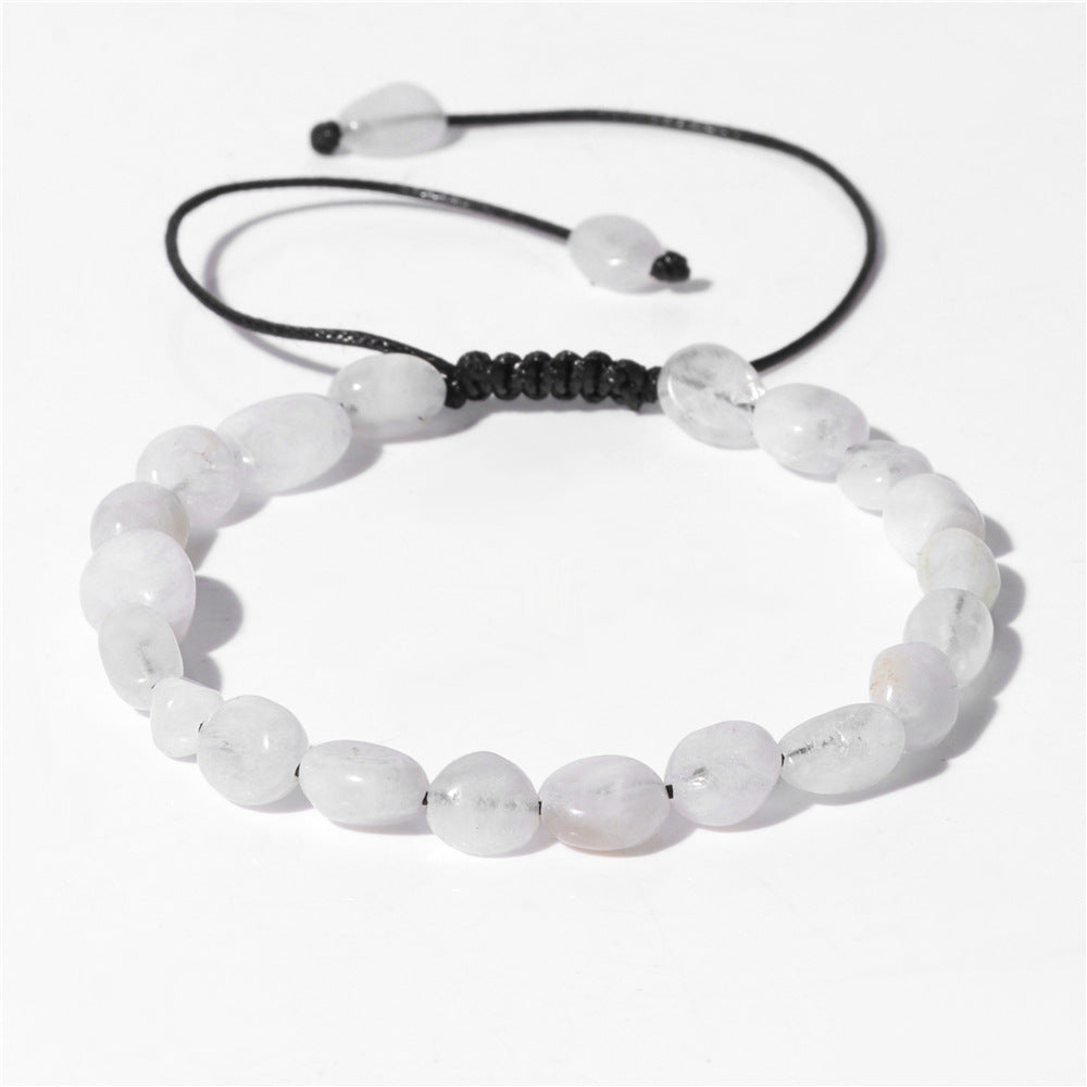 Natural Stone Traveling Irregular Beads Bracelet Men's Retro Simple Wax Line Woven