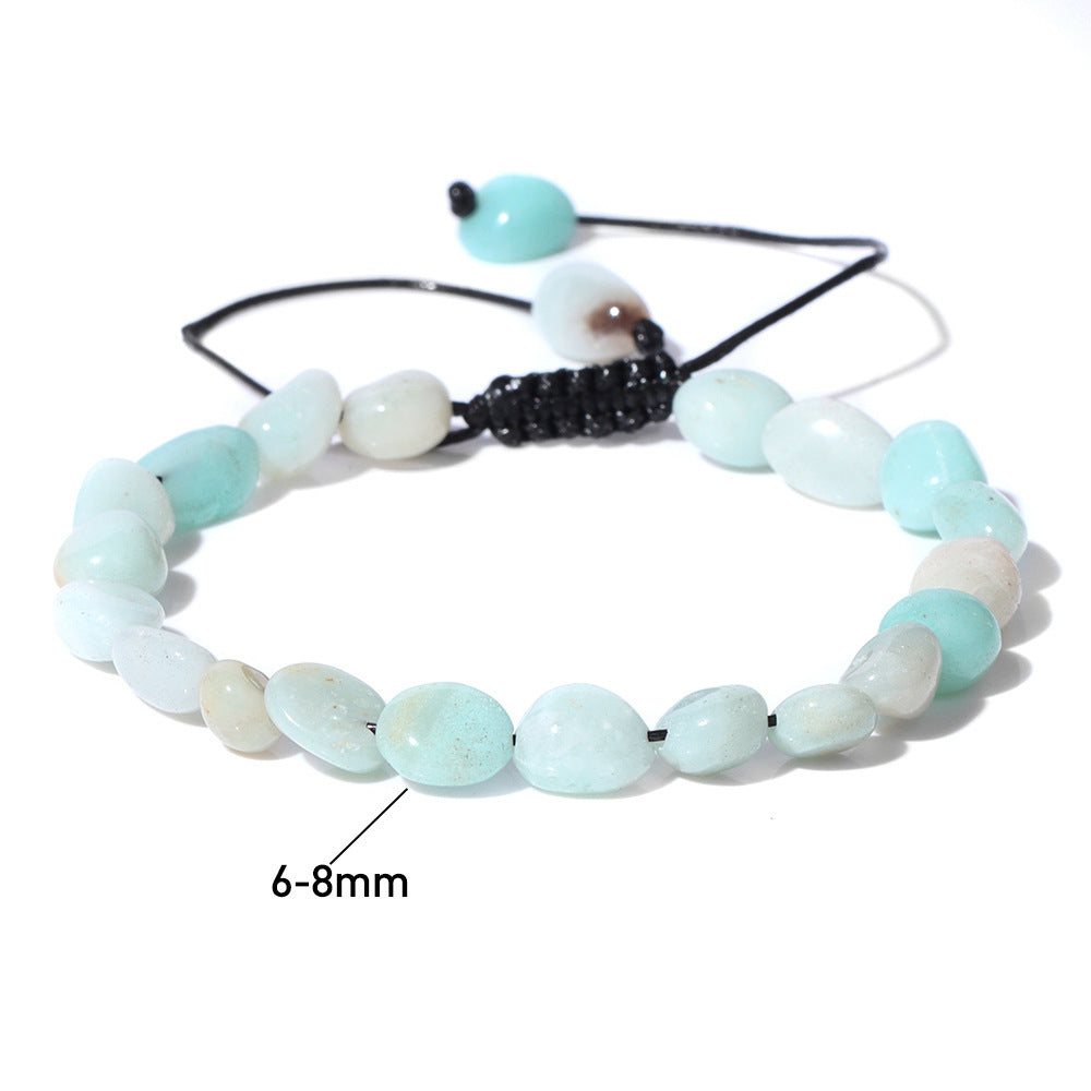 Natural Stone Traveling Irregular Beads Bracelet Men's Retro Simple Wax Line Woven
