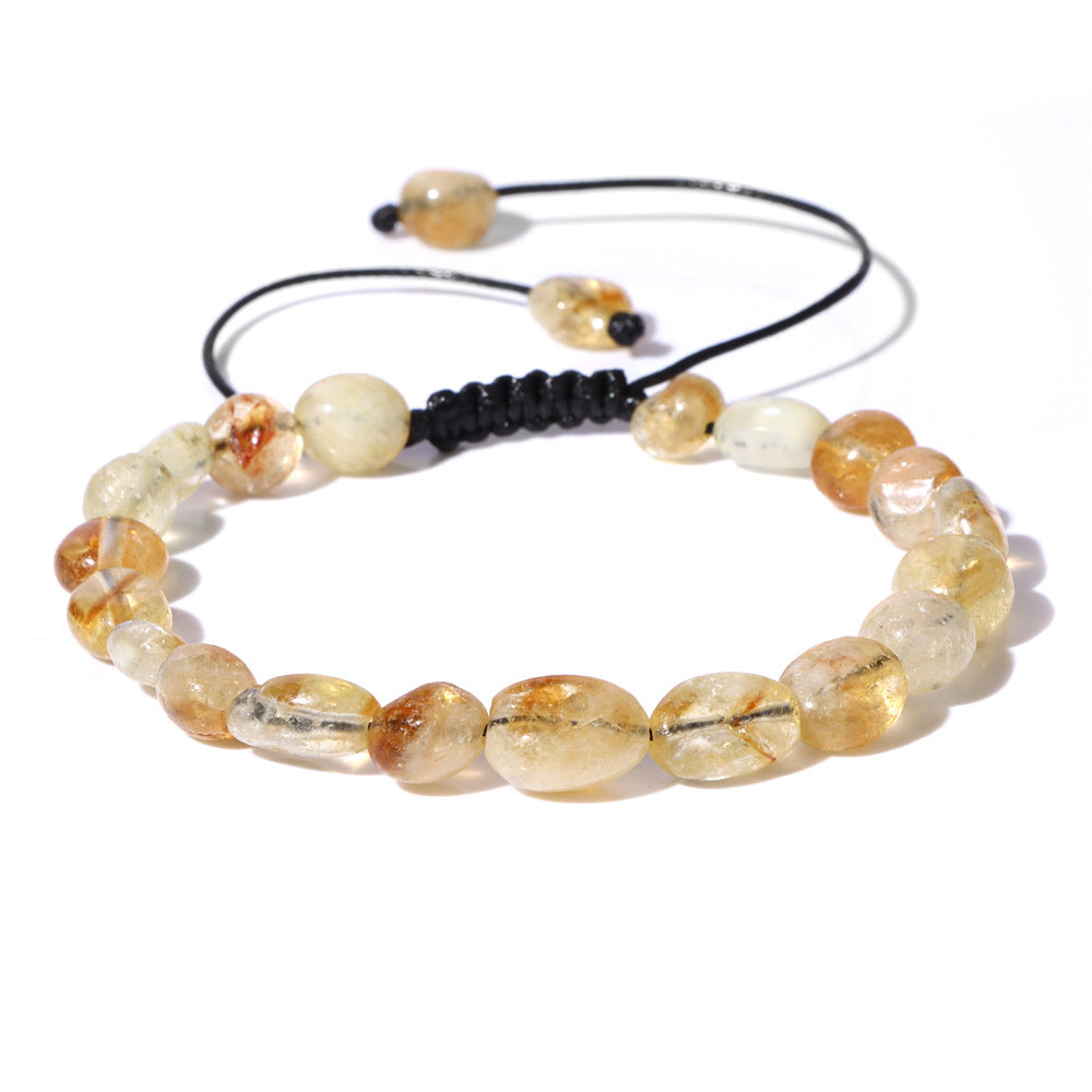 Natural Stone Traveling Irregular Beads Bracelet Men's Retro Simple Wax Line Woven