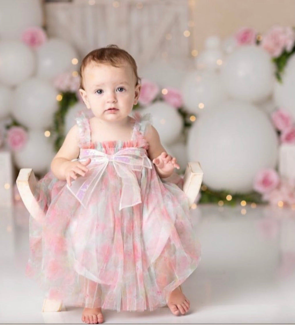 big bow tulle dress || floral