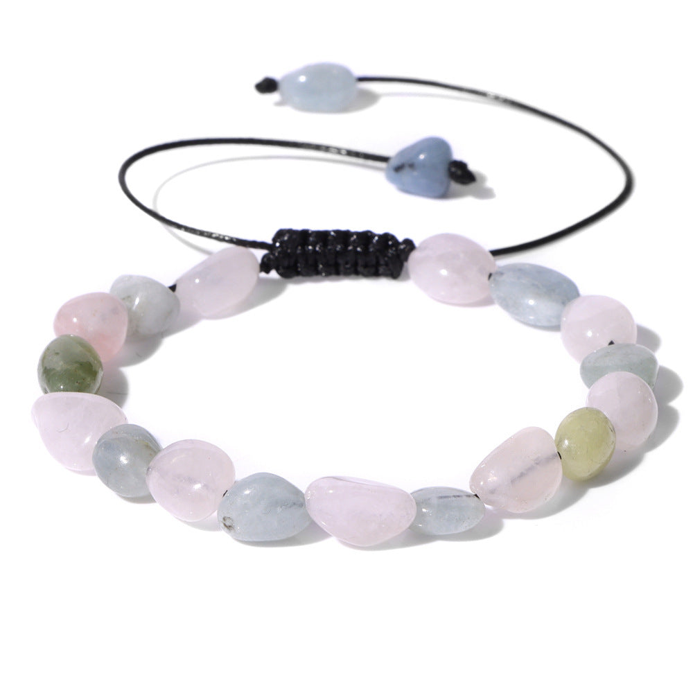 Natural Stone Traveling Irregular Beads Bracelet Men's Retro Simple Wax Line Woven