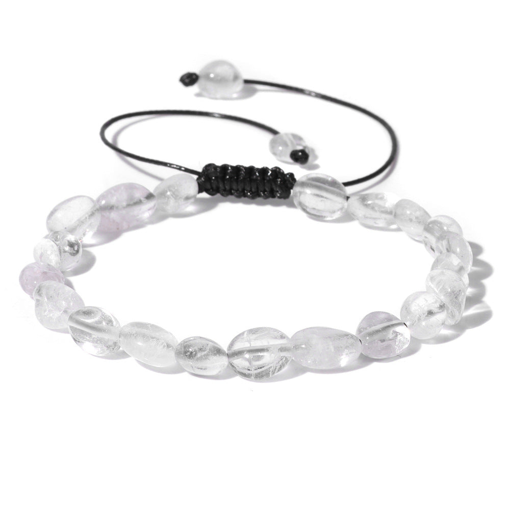 Natural Stone Traveling Irregular Beads Bracelet Men's Retro Simple Wax Line Woven