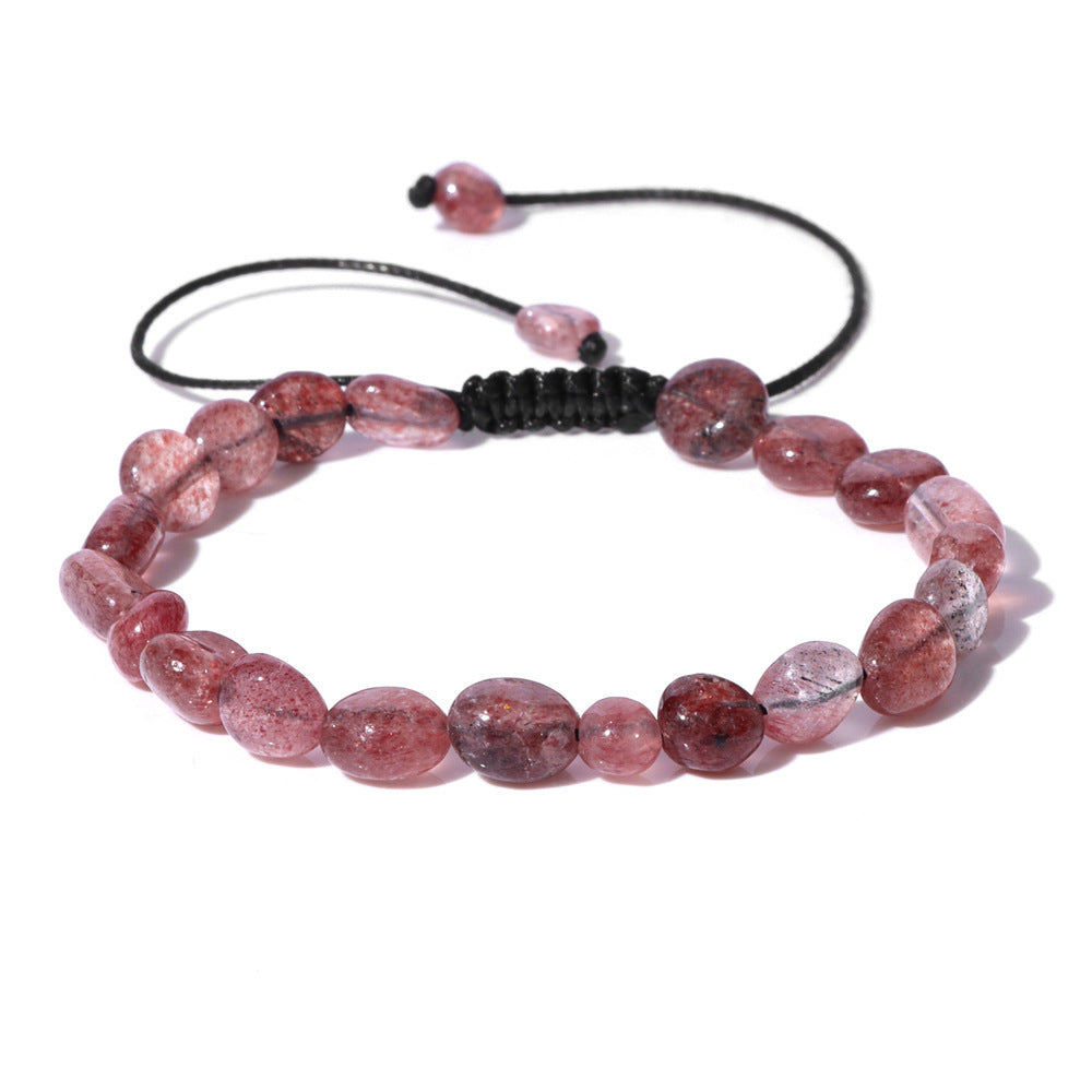 Natural Stone Traveling Irregular Beads Bracelet Men's Retro Simple Wax Line Woven
