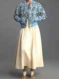 Women's Loose And Versatile Daisy Print Zipper Jacket