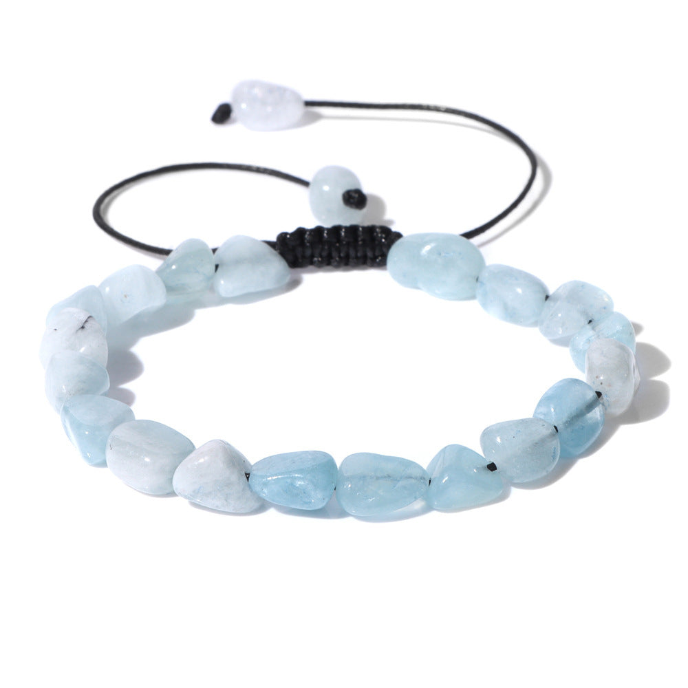 Natural Stone Traveling Irregular Beads Bracelet Men's Retro Simple Wax Line Woven