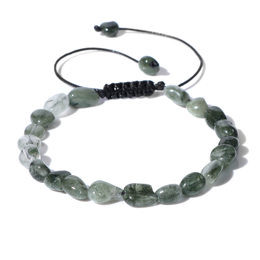 Natural Stone Traveling Irregular Beads Bracelet Men's Retro Simple Wax Line Woven