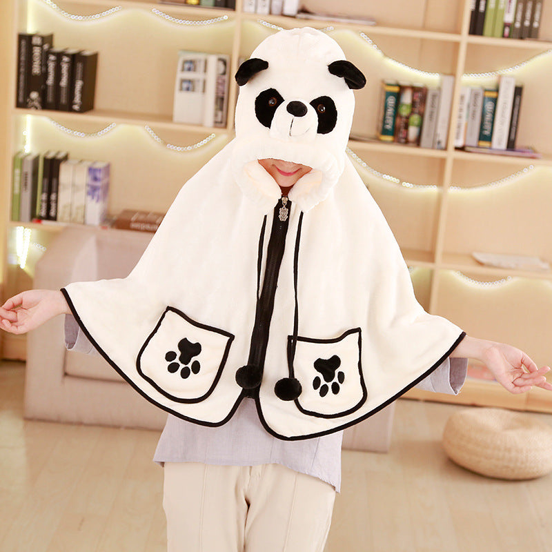 Panda cloak blanket cute air conditioning blanket