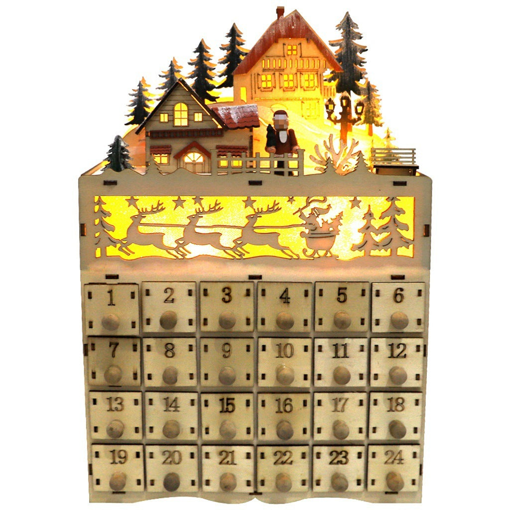 Wooden Calendar Christmas Decorative LED Lights