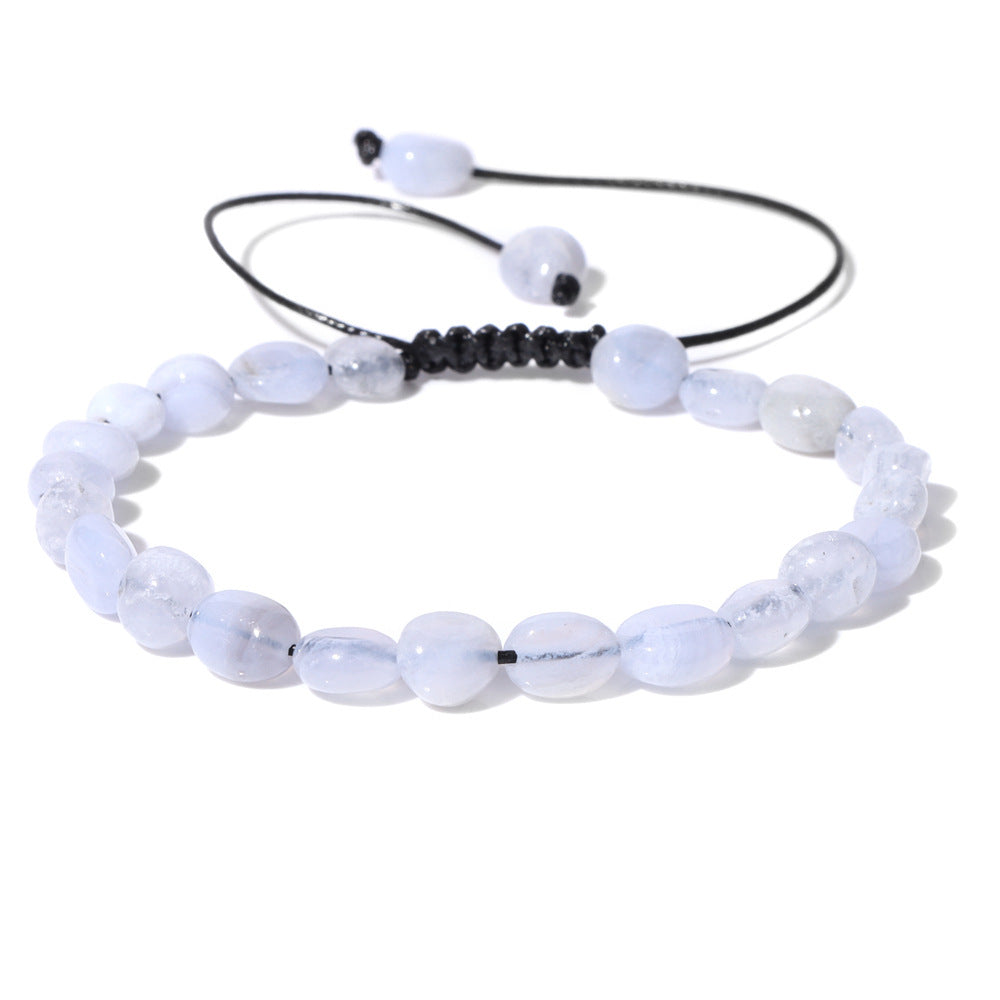 Natural Stone Traveling Irregular Beads Bracelet Men's Retro Simple Wax Line Woven