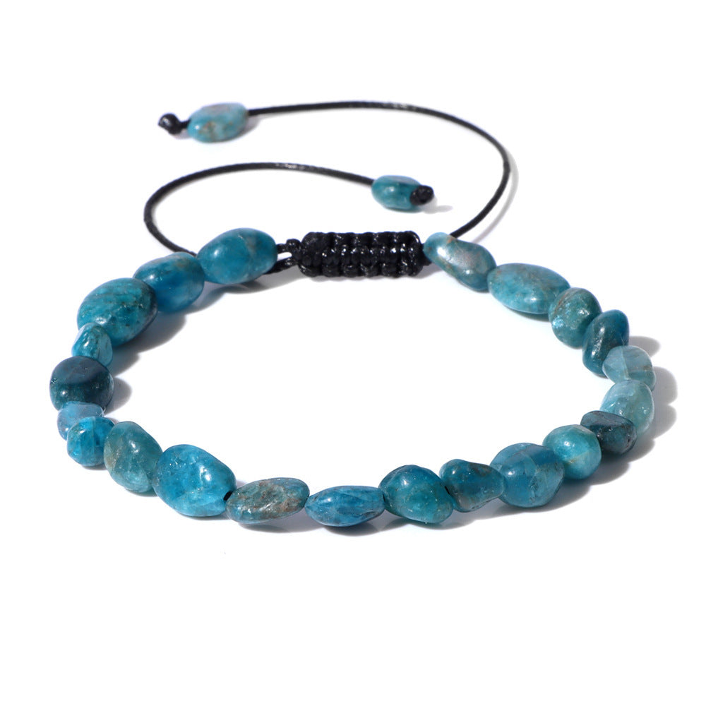 Natural Stone Traveling Irregular Beads Bracelet Men's Retro Simple Wax Line Woven