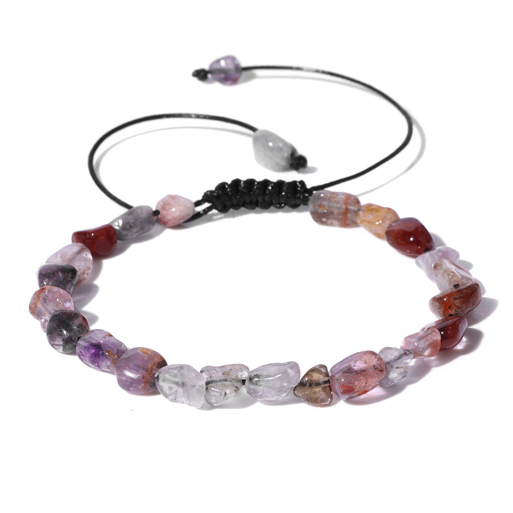 Natural Stone Traveling Irregular Beads Bracelet Men's Retro Simple Wax Line Woven
