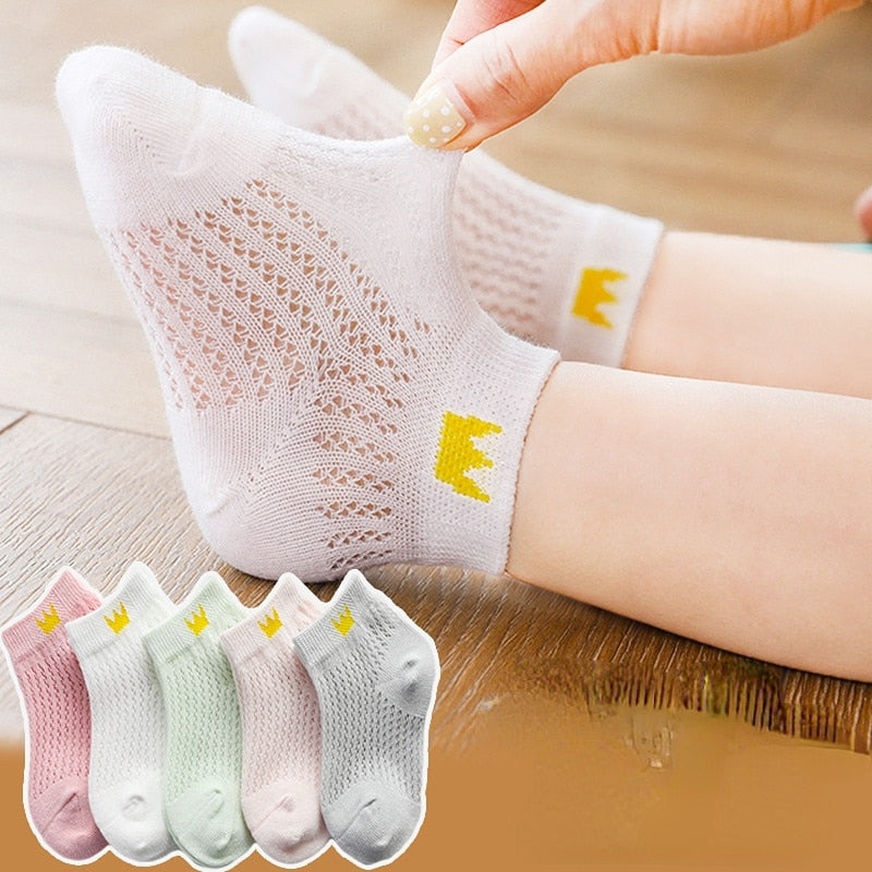 Cute Cotton Baby Short Socks 5 Pairs Toddler Boys Girls Summer Mesh