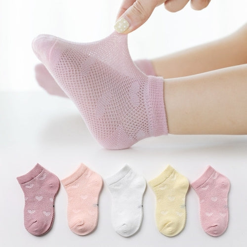 Cute Cotton Baby Short Socks 5 Pairs Toddler Boys Girls Summer Mesh