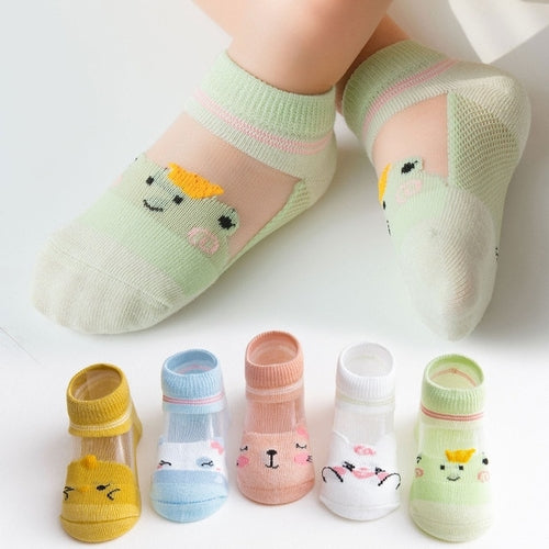Cute Cotton Baby Short Socks 5 Pairs Toddler Boys Girls Summer Mesh