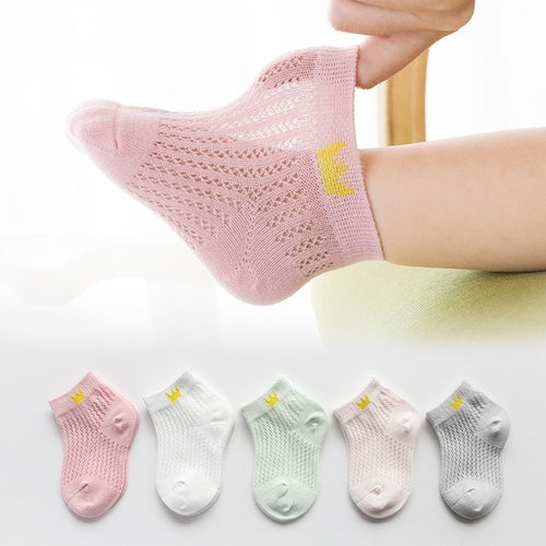 Cute Cotton Baby Short Socks 5 Pairs Toddler Boys Girls Summer Mesh