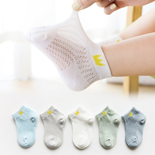 Cute Cotton Baby Short Socks 5 Pairs Toddler Boys Girls Summer Mesh
