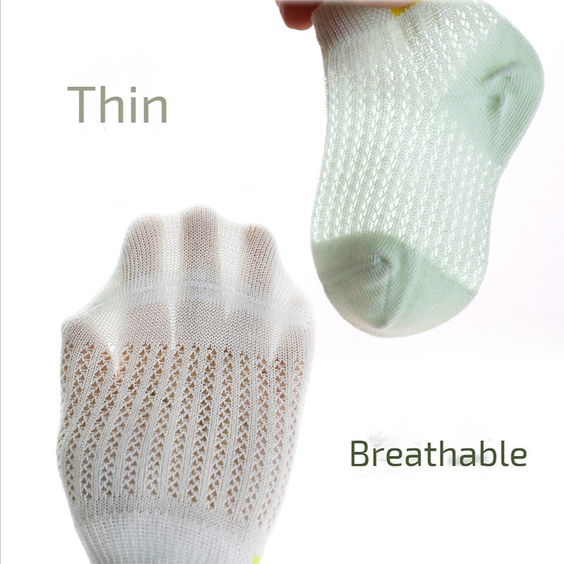 Cute Cotton Baby Short Socks 5 Pairs Toddler Boys Girls Summer Mesh