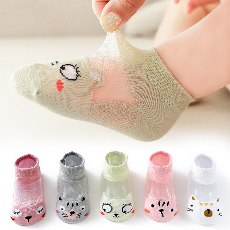 Cute Cotton Baby Short Socks 5 Pairs Toddler Boys Girls Summer Mesh
