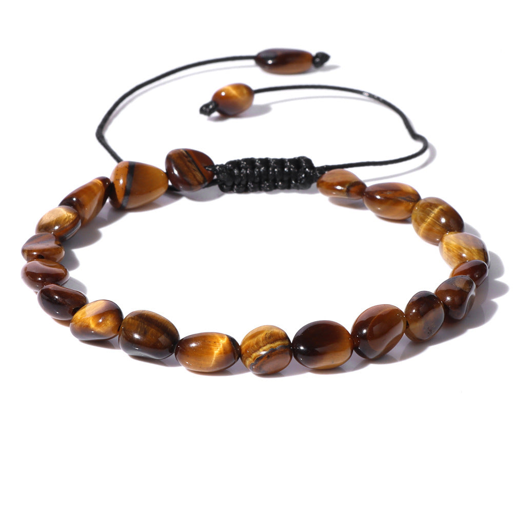 Natural Stone Traveling Irregular Beads Bracelet Men's Retro Simple Wax Line Woven