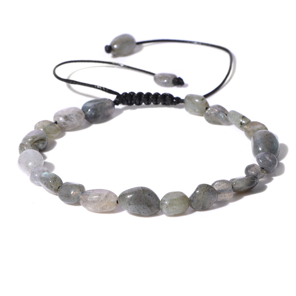Natural Stone Traveling Irregular Beads Bracelet Men's Retro Simple Wax Line Woven