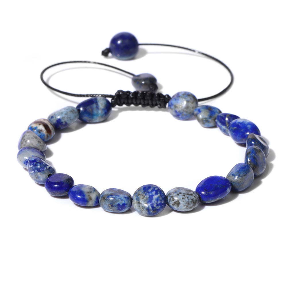 Natural Stone Traveling Irregular Beads Bracelet Men's Retro Simple Wax Line Woven