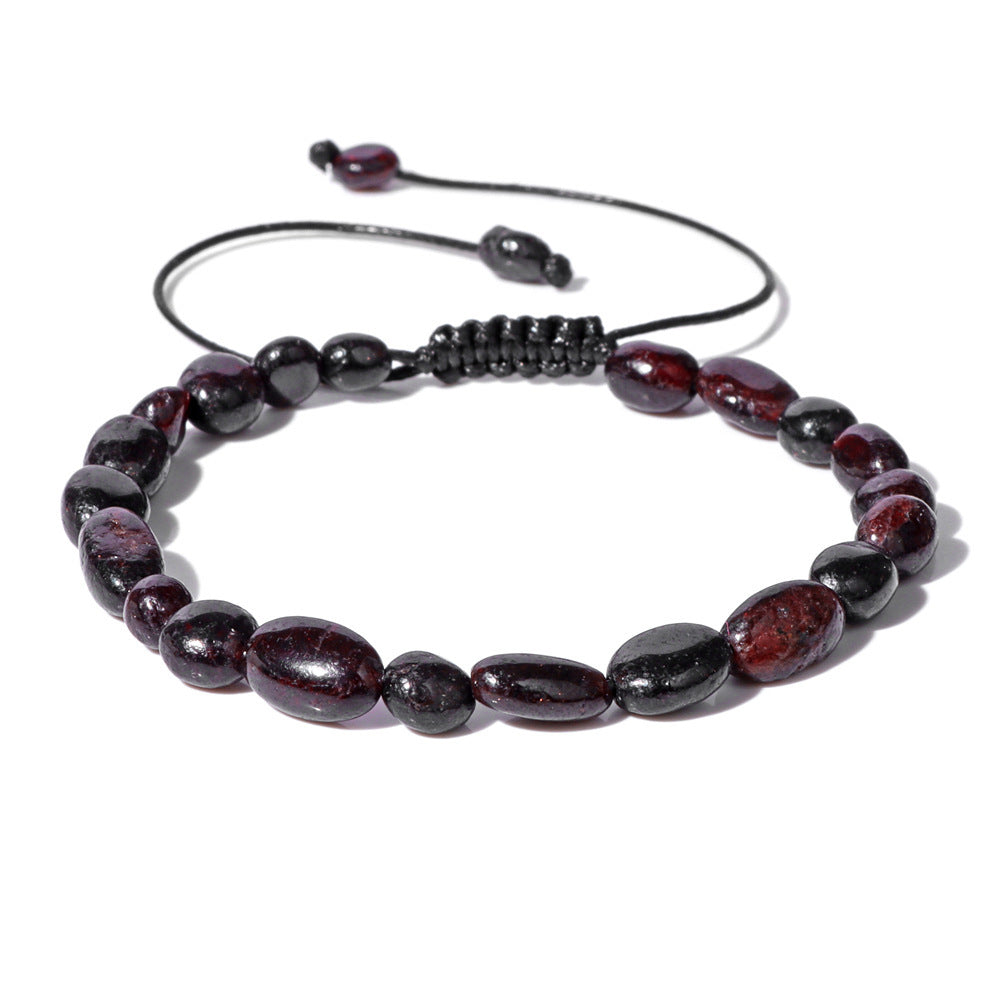 Natural Stone Traveling Irregular Beads Bracelet Men's Retro Simple Wax Line Woven
