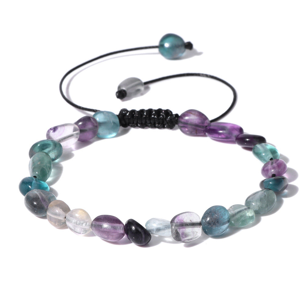 Natural Stone Traveling Irregular Beads Bracelet Men's Retro Simple Wax Line Woven
