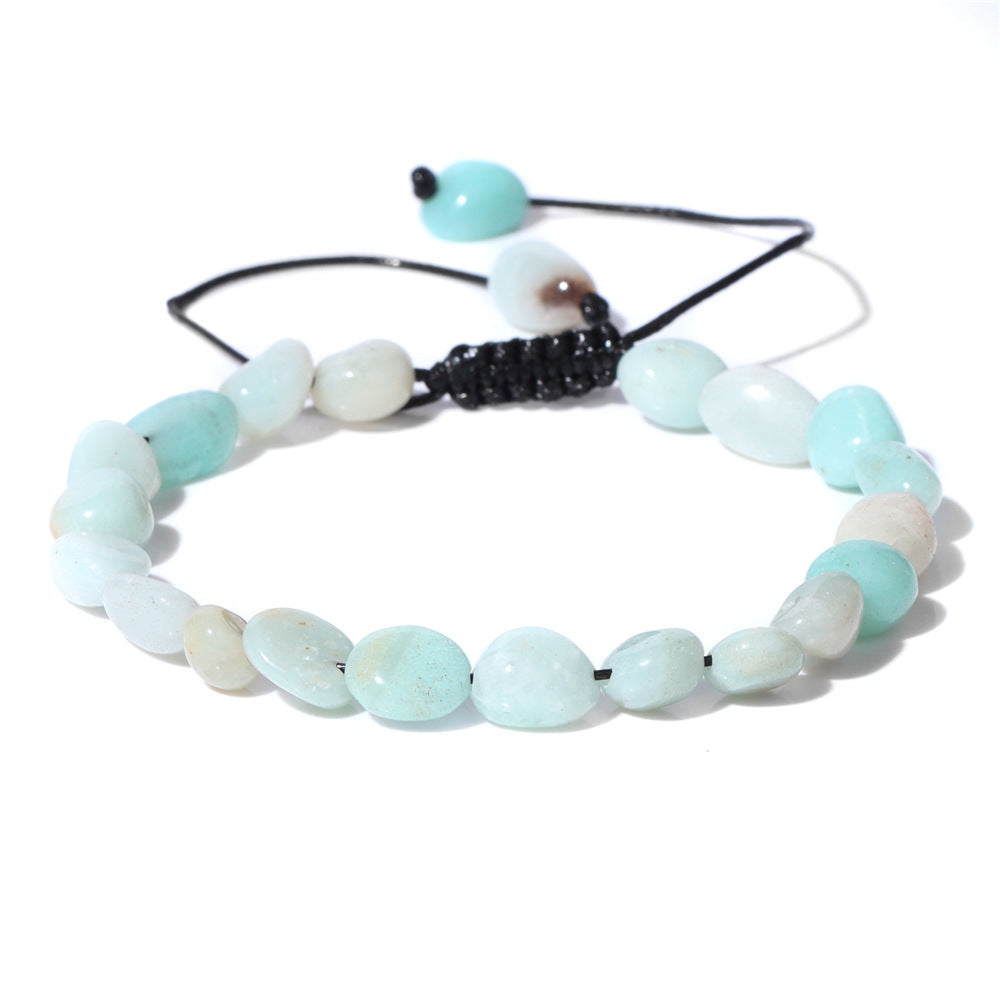 Natural Stone Traveling Irregular Beads Bracelet Men's Retro Simple Wax Line Woven