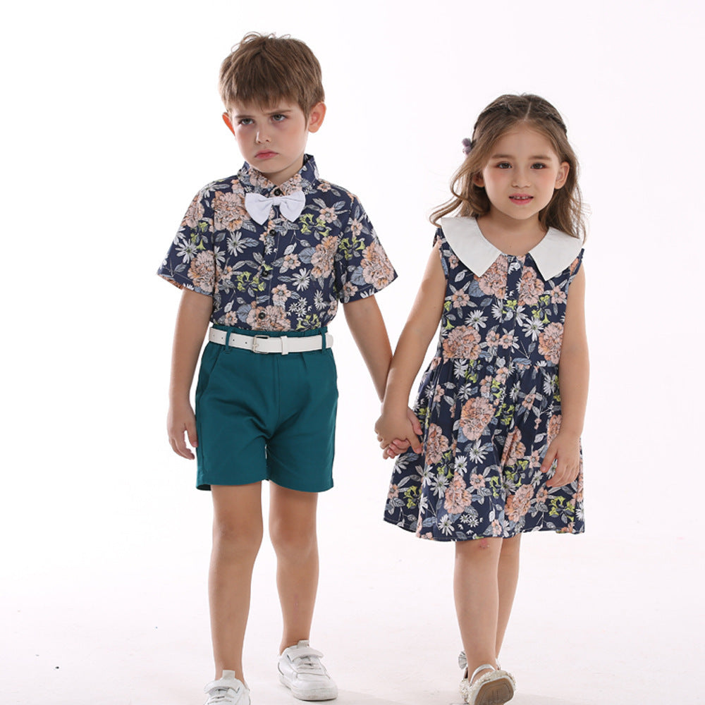 Shirt Casual Shorts With Belt Children's Suit