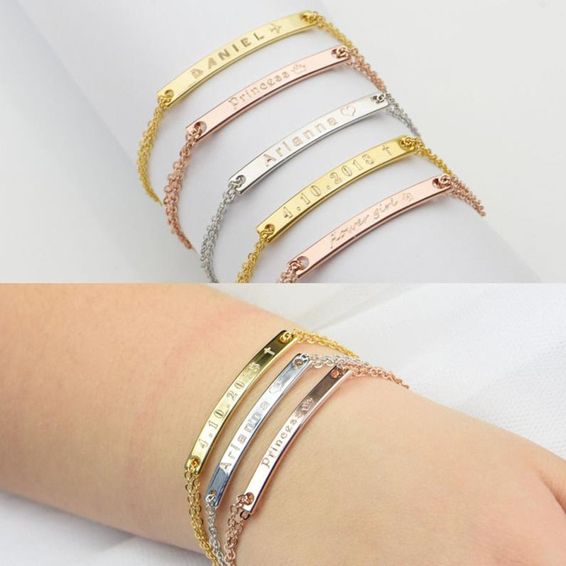 Personalized Engraved Name Baby Bracelet Custom