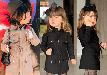 Toddler Kids Baby Girls Long Sleeve Trench Coat